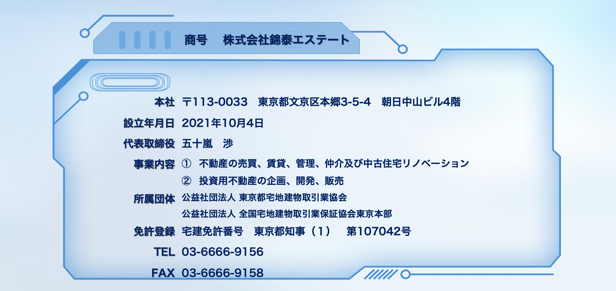 会社概要 – 株式会社錦泰エステート